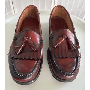 G.H.BASS Men's Weejuns Wine Leather Slip On Tassel Loafers Size 10 D